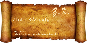 Zintz Károly névjegykártya